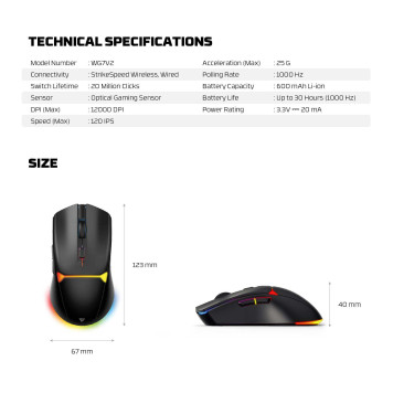 Мышь беспроводная игровая Fantech CRYPTO II WG7V2 White-2